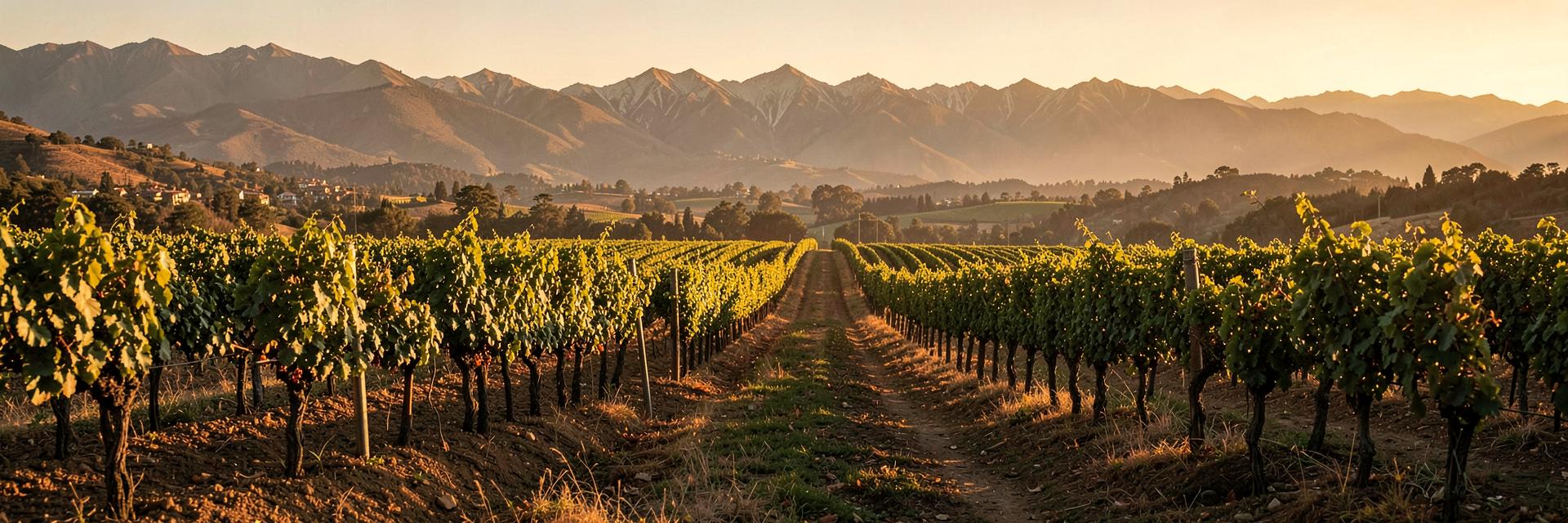 Viñedo chileno al atardecer